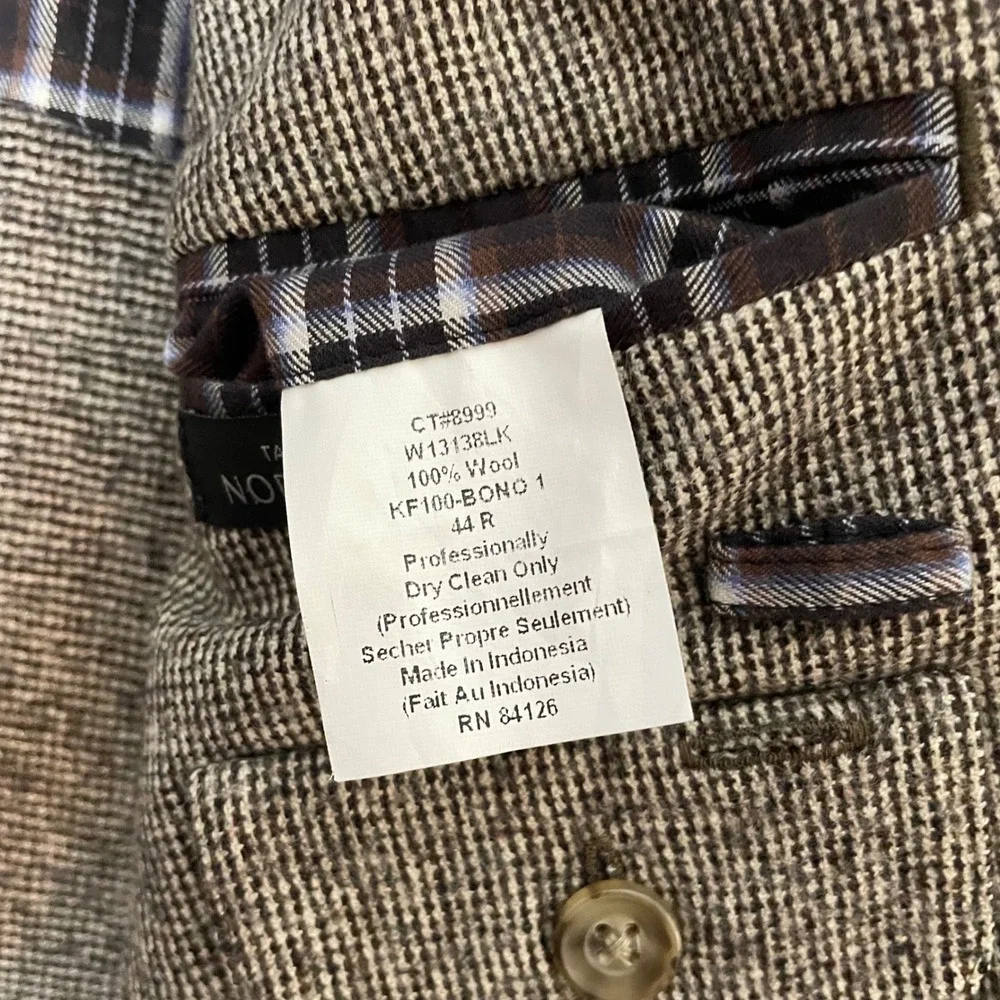 Kroon Tweed Wool Classic Fit Sport Coat Blazer Mens 44R Brown Houndstooth EUC‎